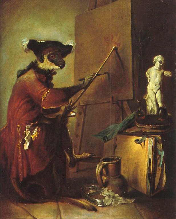 Jean Siméon Chardin: Le Singe Peintre, Öl auf Leinwand, 1740 (Wikimedia)