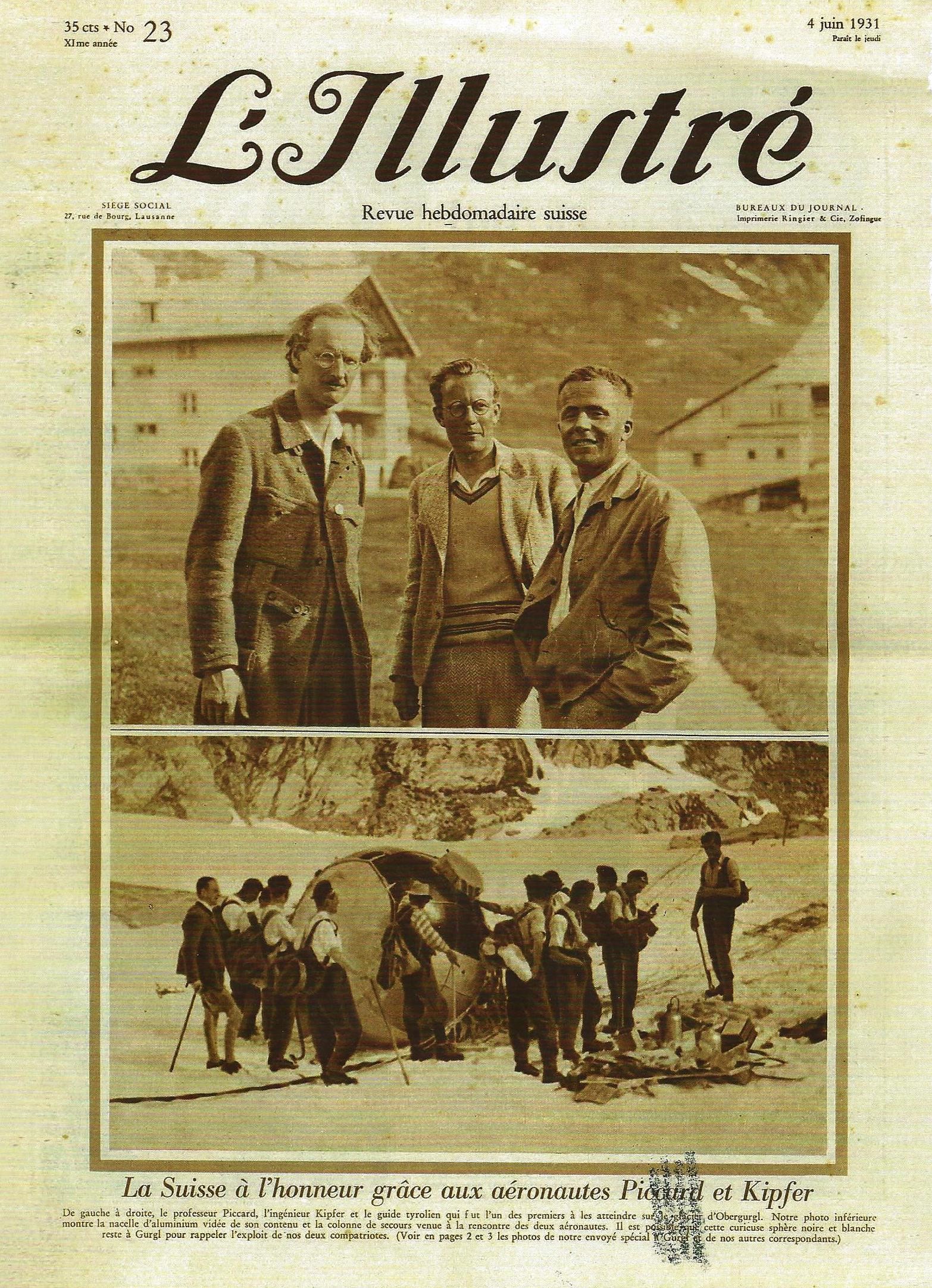 Von links: Piccard, Kipfer, ein Tiroler Bergührer