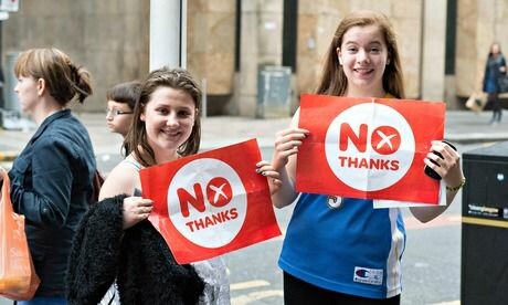 Bleiben die Schotten vereint mit England? Erste Exit Polls weisen darauf hin. "Nein danke,  wir wollen kein unabhängiges Schottland, wir wollen weiterhin zum United Kingdom gehören." 
