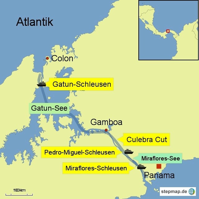 Der Panama-Kanal (Karte: Journal21/stepmap.de)