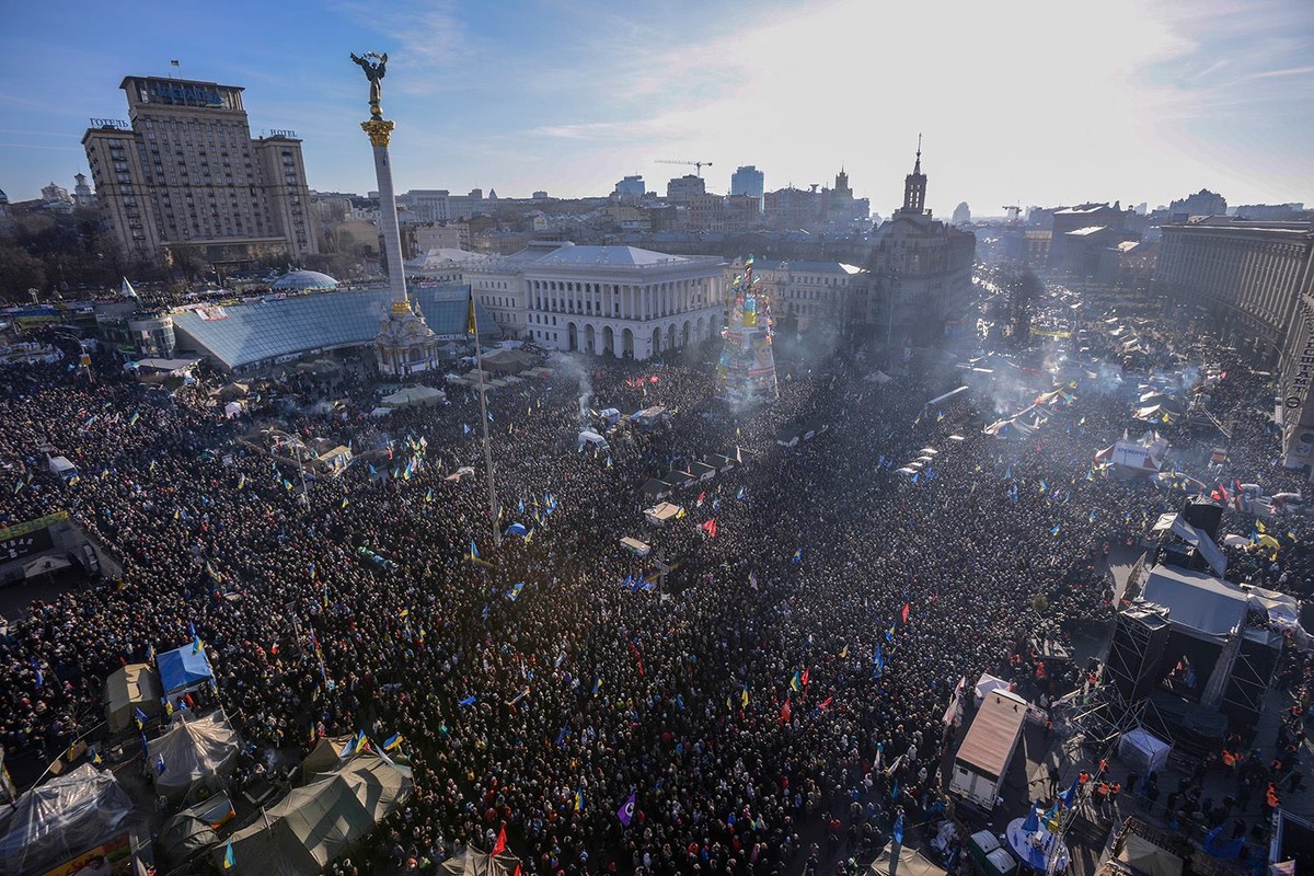 Massendemonstration auf dem Maidan-Platz in Kiew gegen das Janukowitsch-Regime, 8. Dezember 2013