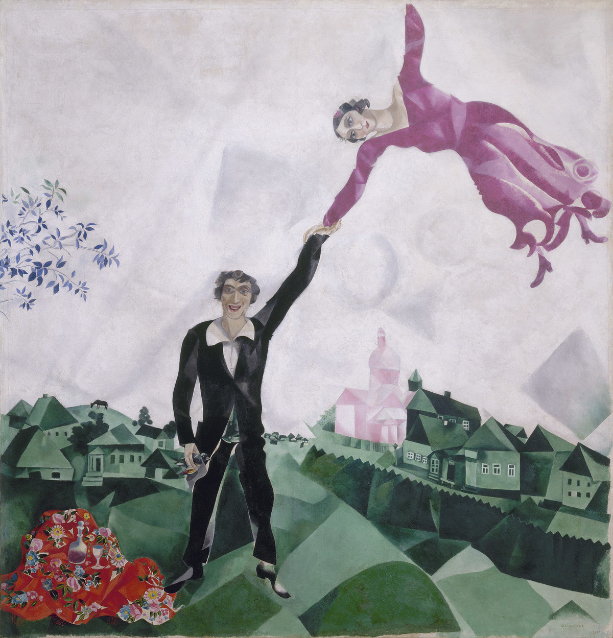 Marc Chagall: Der Spaziergang, 1917/18, Öl auf Leinwand, 175,2 x 168,4 cm, Staatliches Russisches Museum, St. Petersburg, © Pro Litteris, Zürich