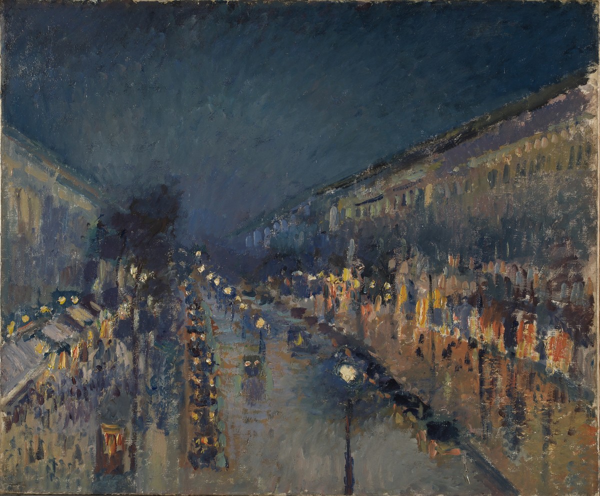Camille Pissarro: Le Boulevard Montmartre, effet de nuit, um 1897, Öl auf Leinwand, 53.5 x 65 cm; © The National Gallery, London