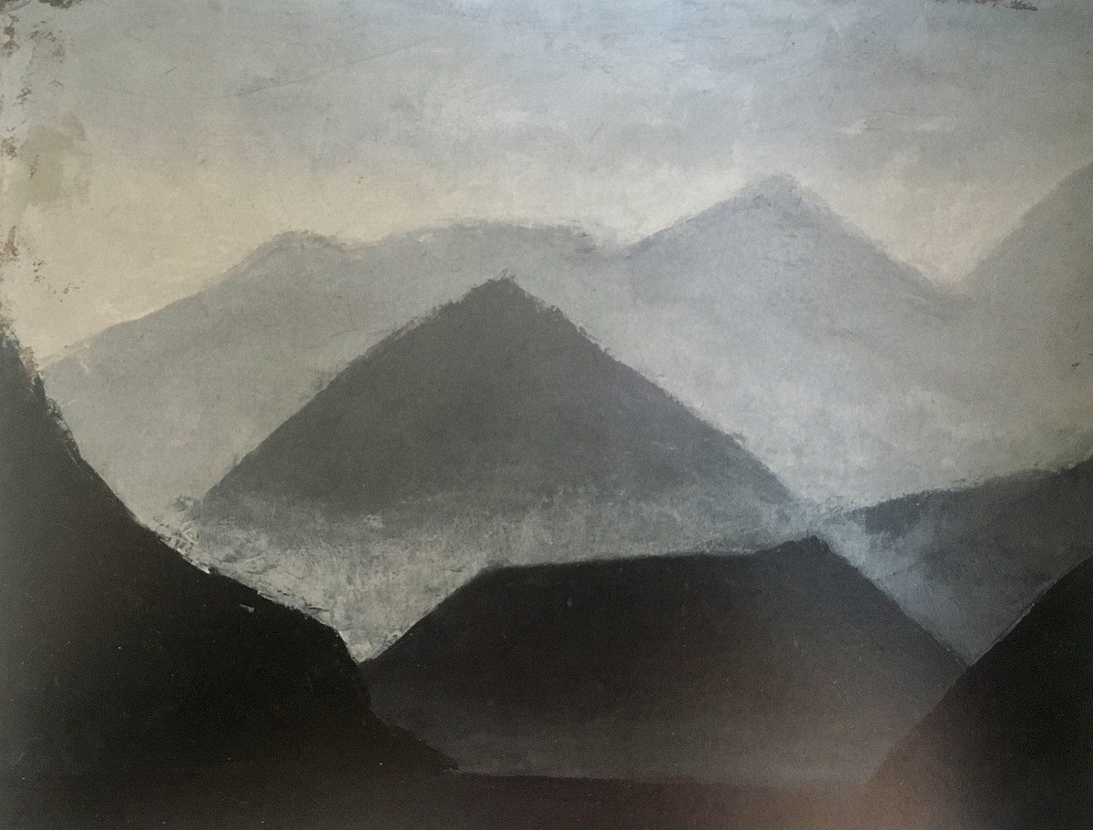 Berge gegenüber Agnuzzo (Tessin), Öl auf Karton, 1937, Privatsammlung Schweiz.