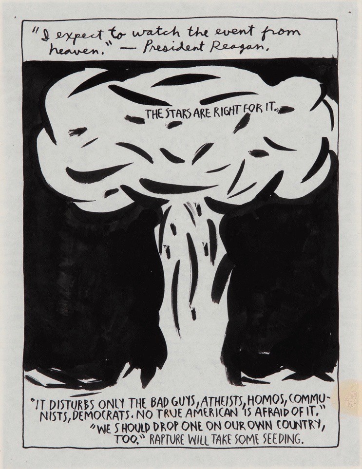 Raymond Pettibon: Ohne Titel (I expect to ...), 1988, Mischtechnik auf Papier, 27,7 × 21,6 cm Kunstmuseum St. Gallen, Leihgabe aus Privatbesitz, Foto: Sebastian Stadler