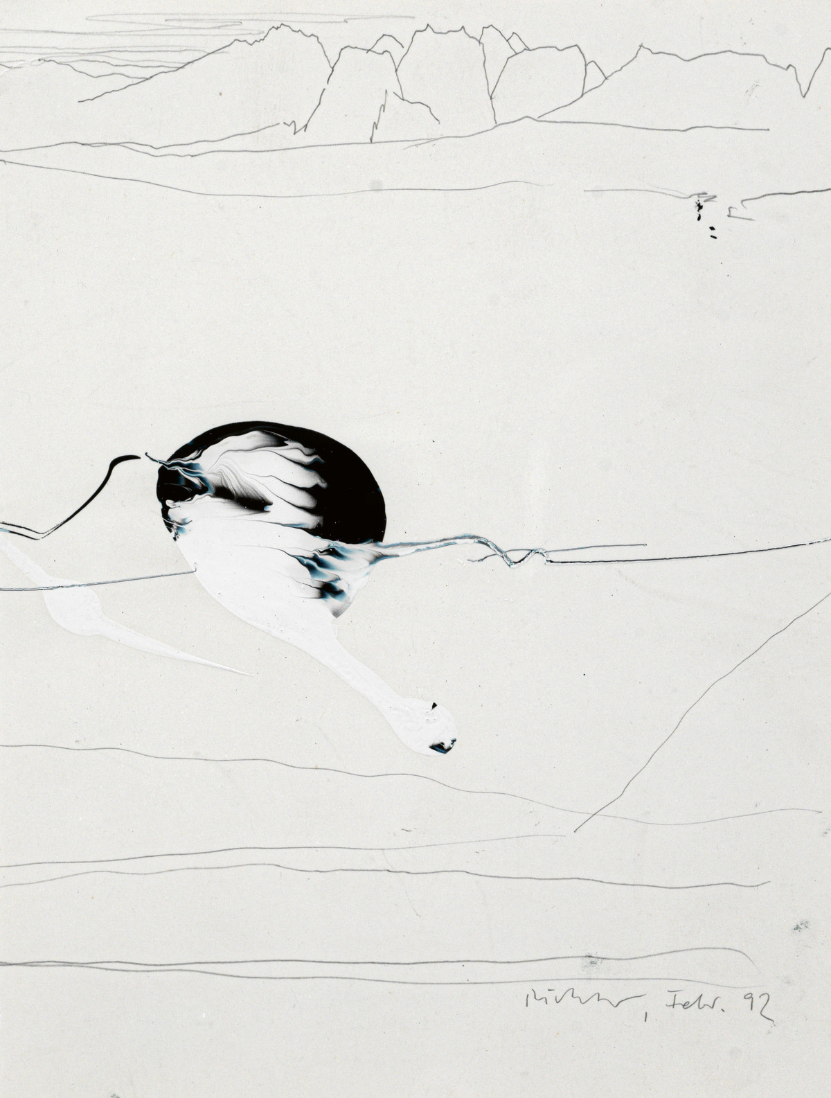 Gerhard Richter: Ohne Titel (Febr. 92), 1992, Graphit und Lack auf Karton, 21 × 16 cm; Privatsammlung; Foto: Achim Kukulies, Düsseldorf