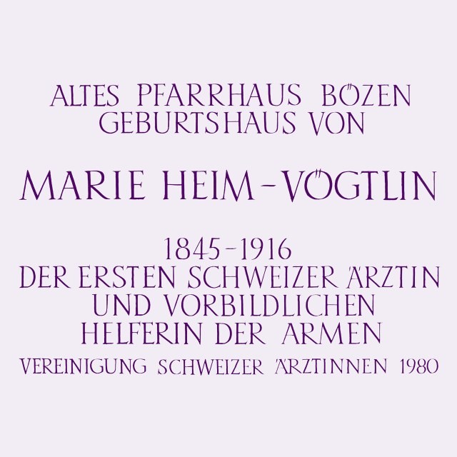 Gedenktafel gestiftet von der «Vereinigung Schweizer Ärztinnen». © Martin Kreutzberg
