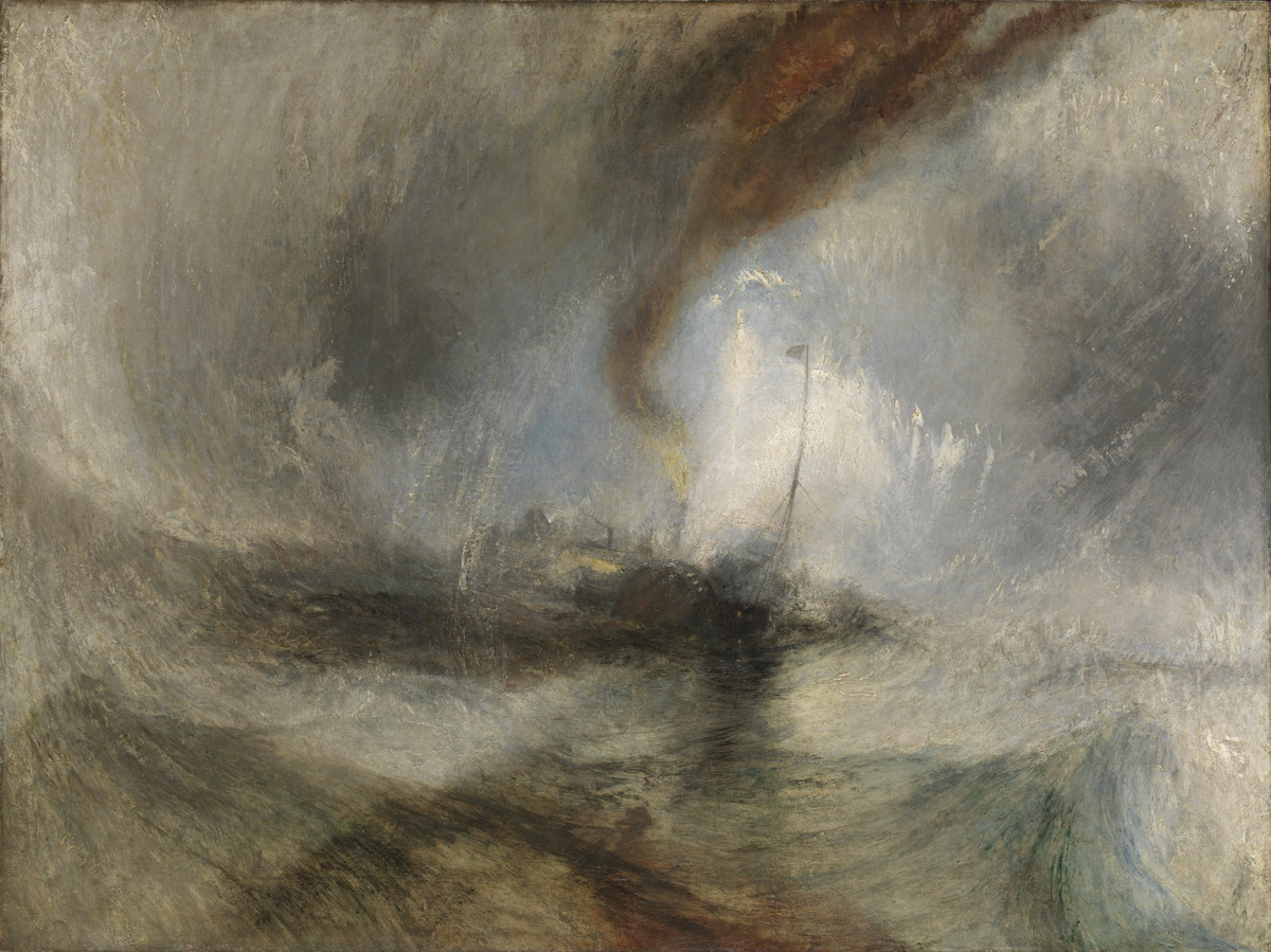 Joseph Mallord William Turner: Snow Storm – Steam-Boat off a Harbour’s Mouth making signals in Shallow Water, and going by the lead. The Author was in this Storm on the Night the Ariel left Harwich, 91.4 x 121.9 cm, © Tate, London, 2019