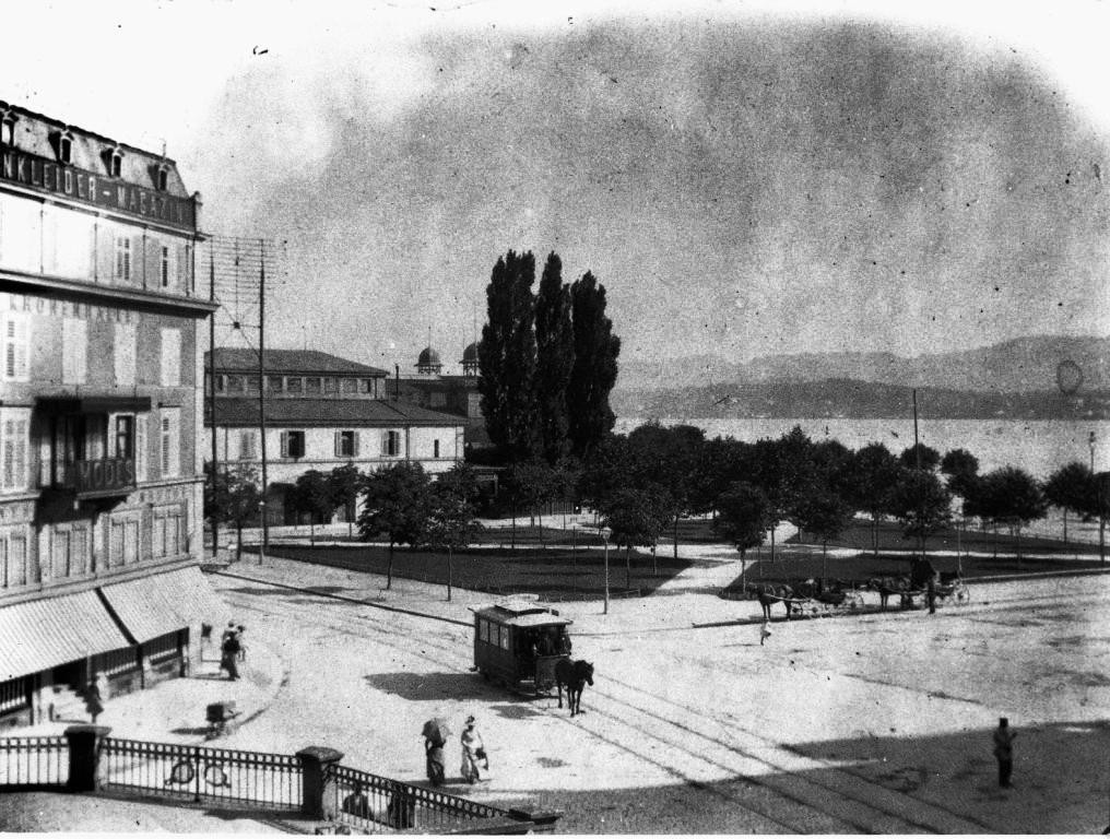 Das Bellevue, Blick auf den heutigen Sechseläutenplatz (Bild: Archiv VBZ)