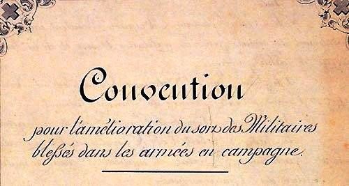 1864: Zwölf Staaten unterzeichnen im Genfer Stadthaus die erste Genfer Konvention. Sie soll "den Respekt und den Schutz verwundeter Soldaten und Hilfskräften" bei kriegerischen Auseinandersetzungen verbessern. (Bild: IKRK)