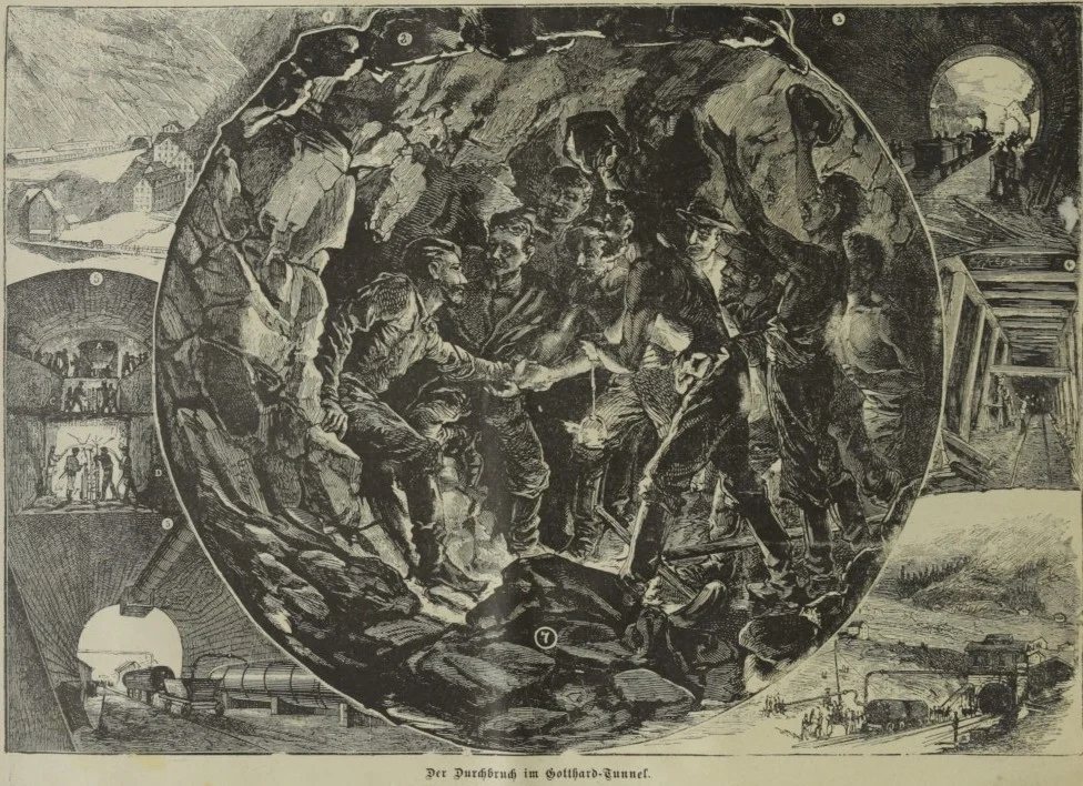 Zeitgenössische Illustration des Durchstichs