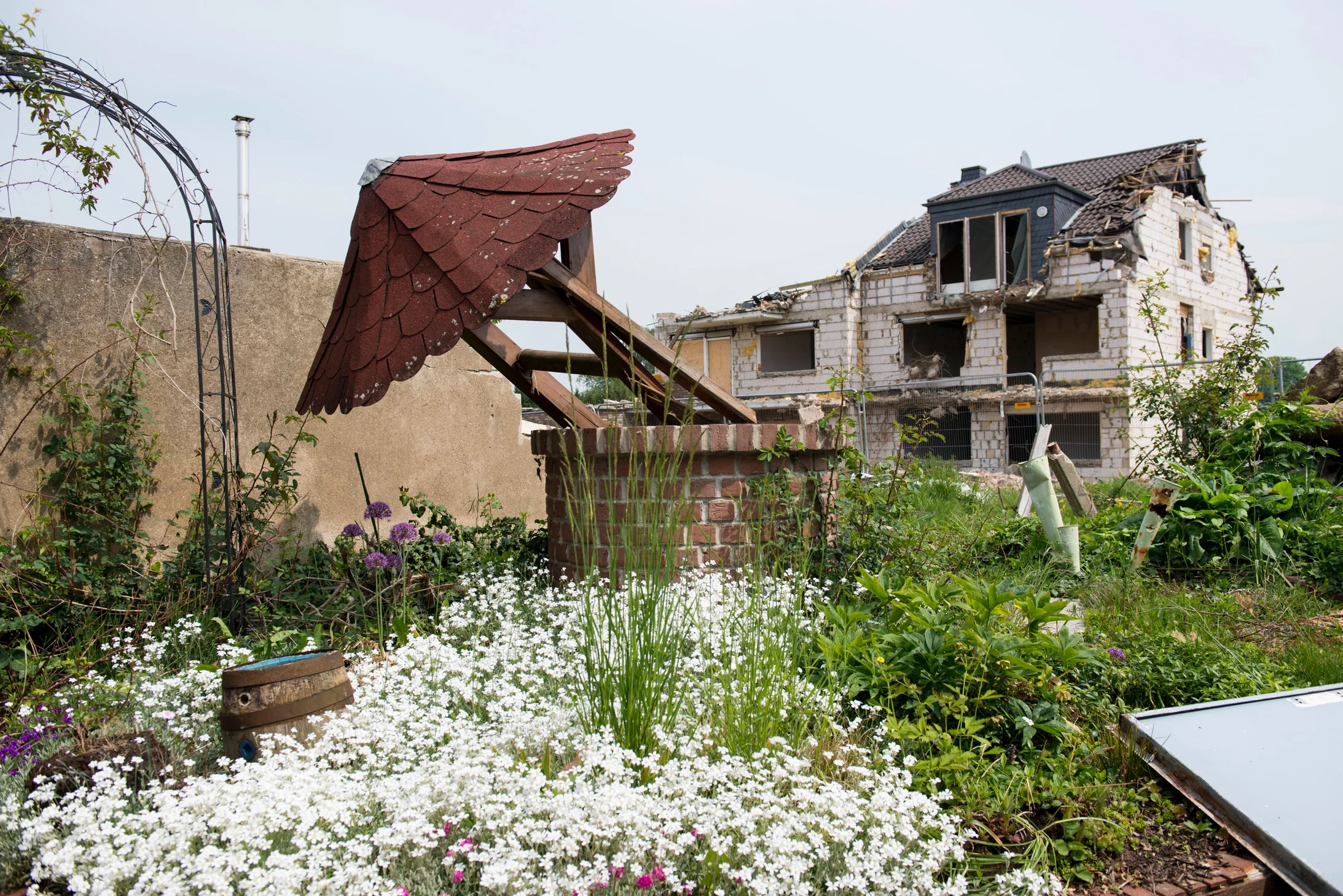 Zerstörter Garten im Dorf Manheim