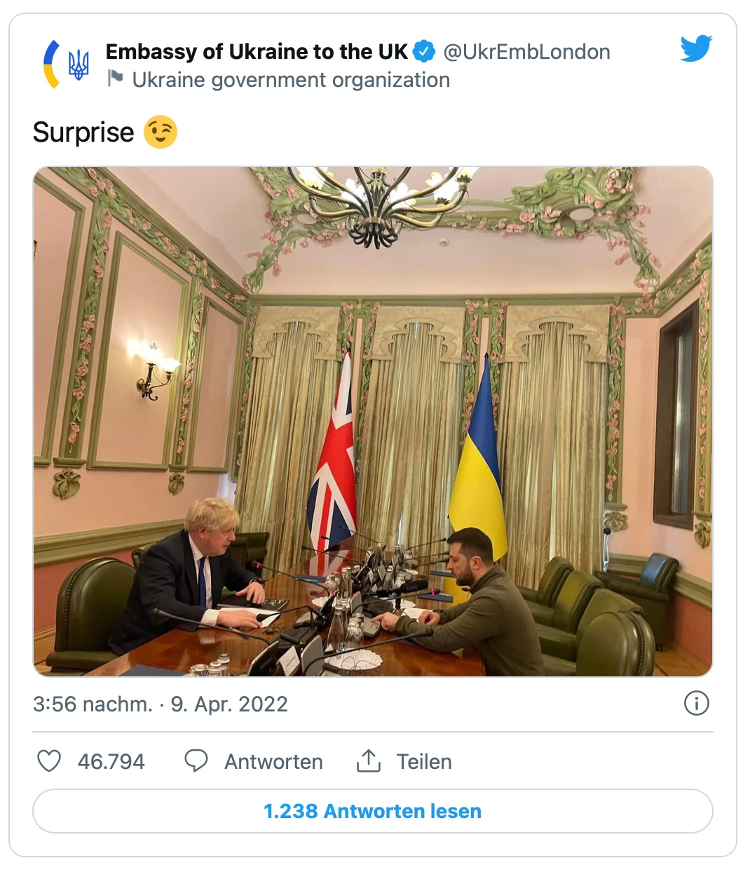 Tweet Johnson Selenskyj