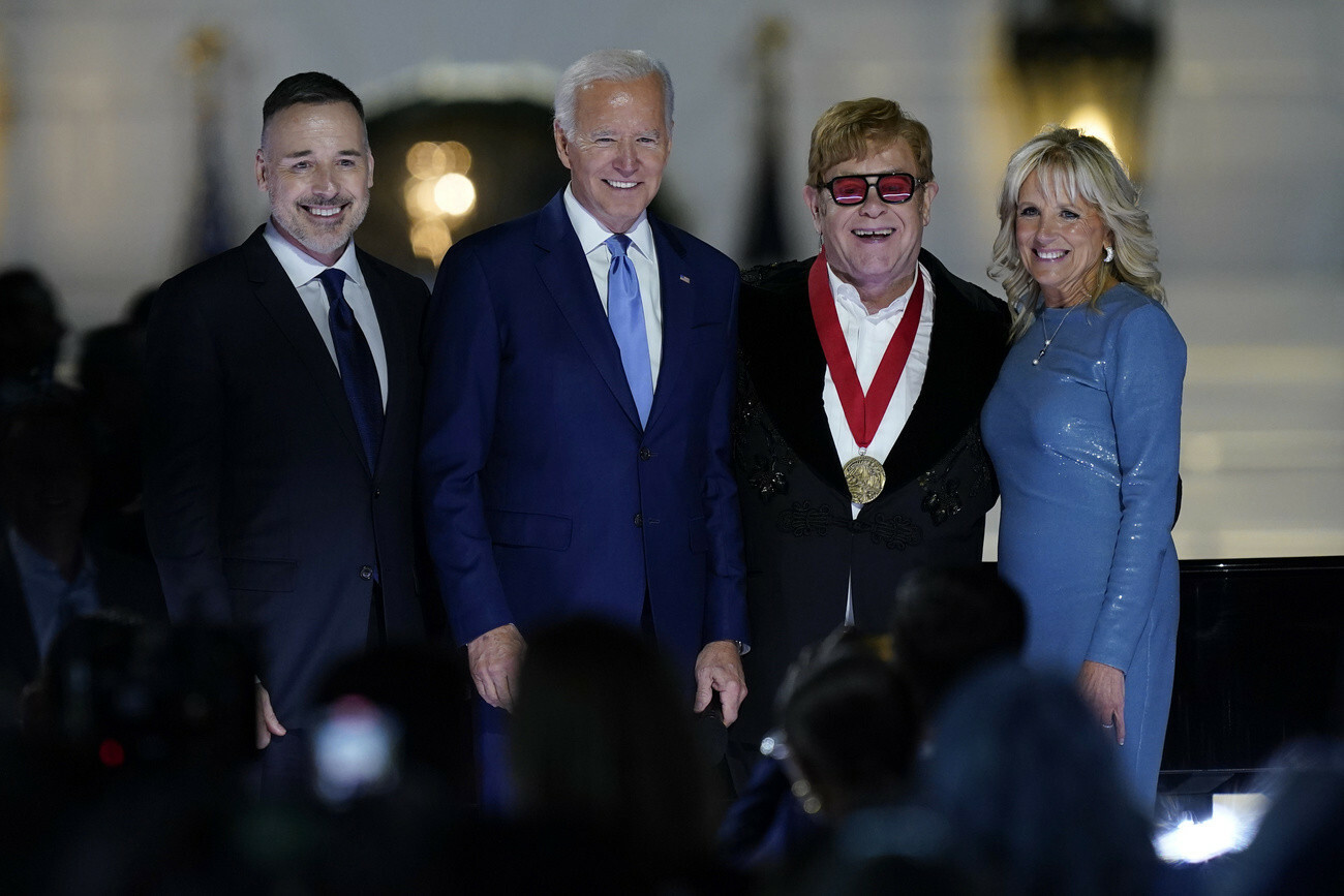 David Furnish, Joe Biden, Elton John, Jill Biden