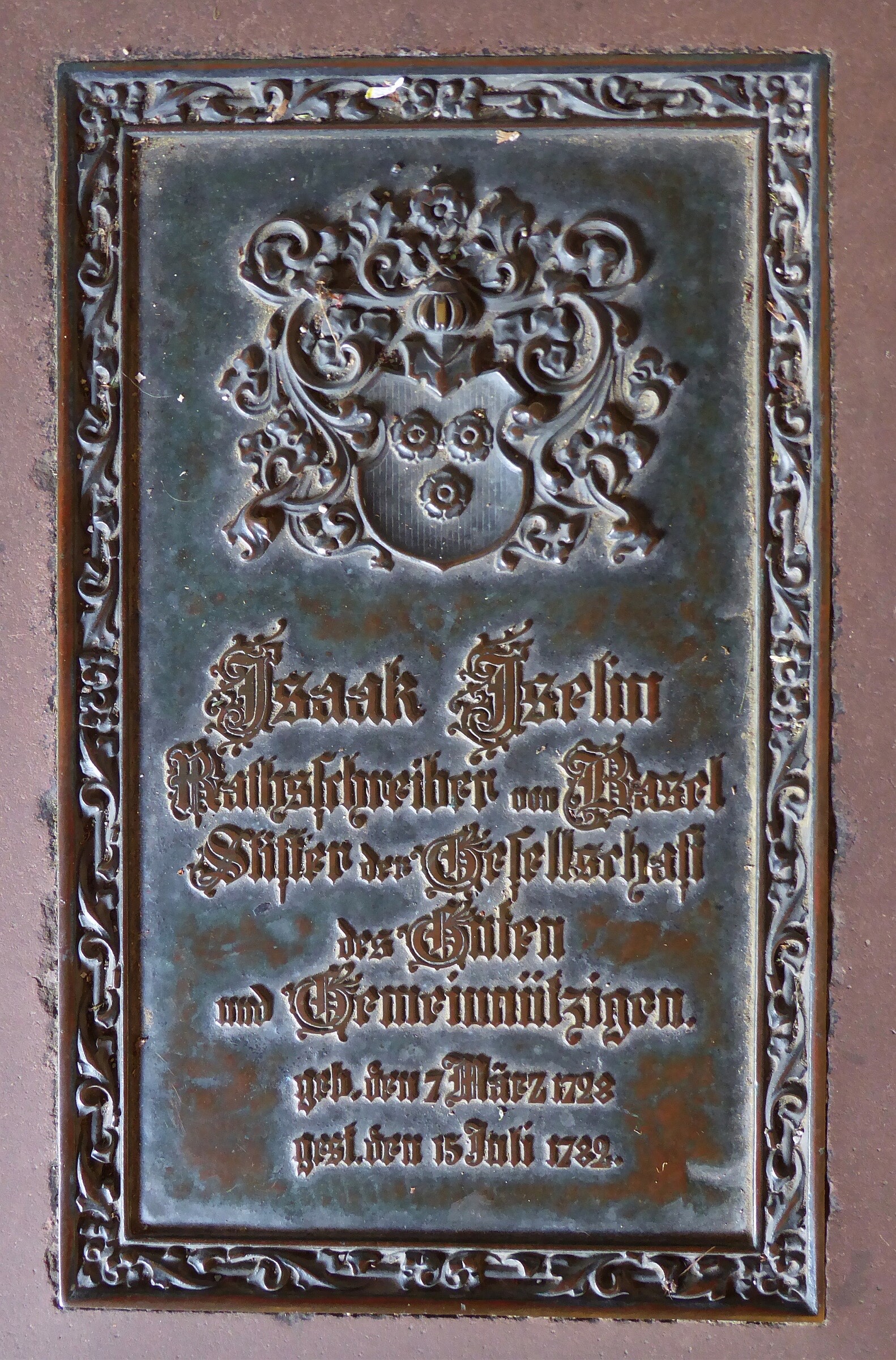 Grabplatte Isaak Iselin