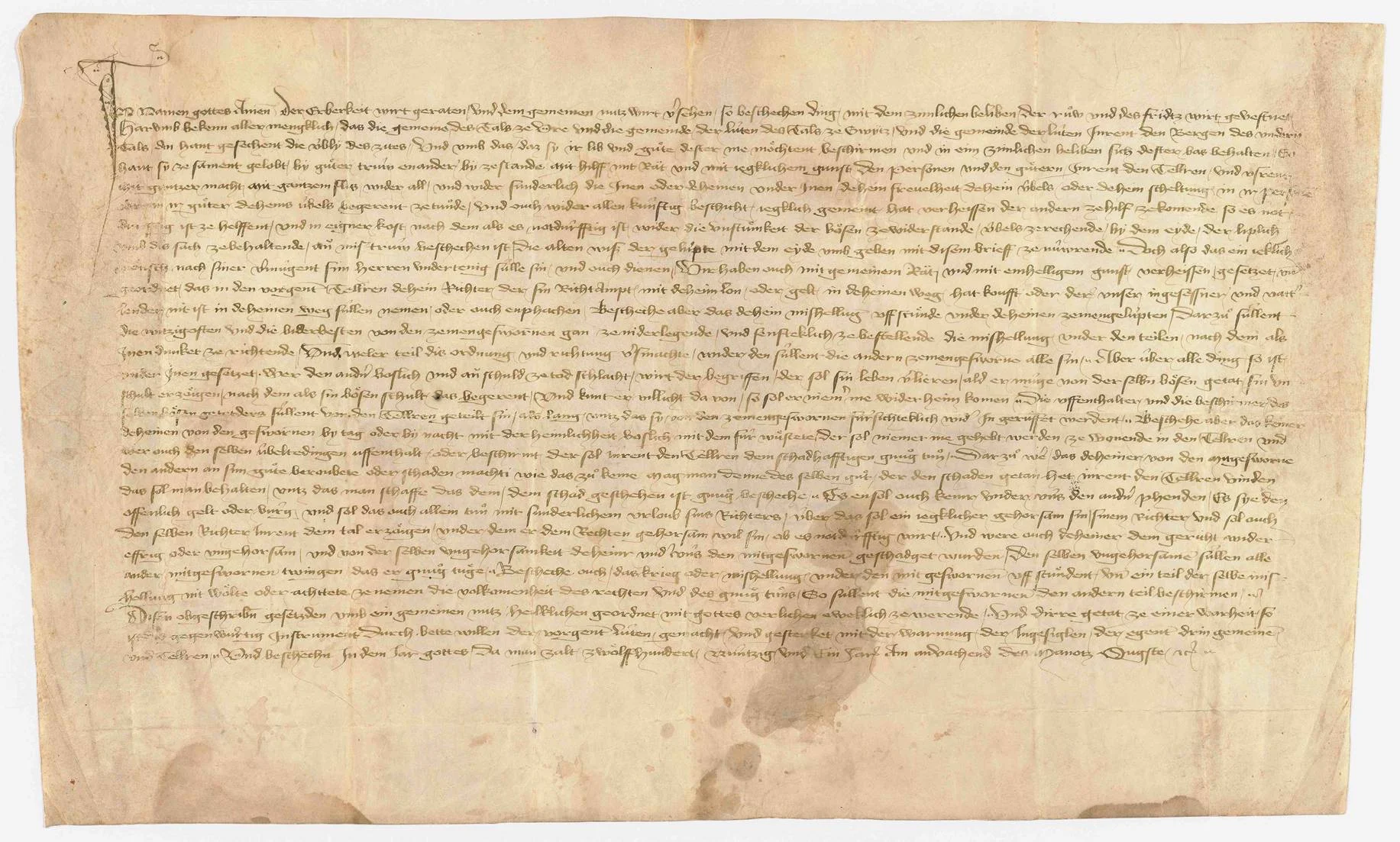 Abschrift des übersetzten Bundesbriefs 1291