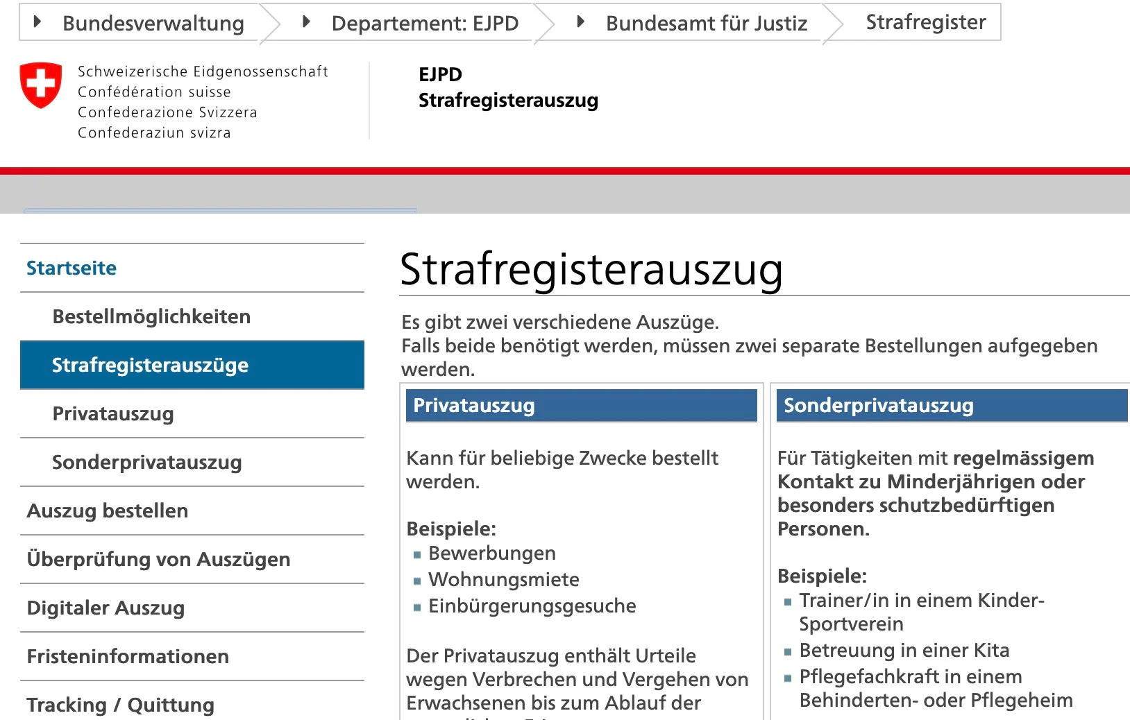 Strafregisterauszug