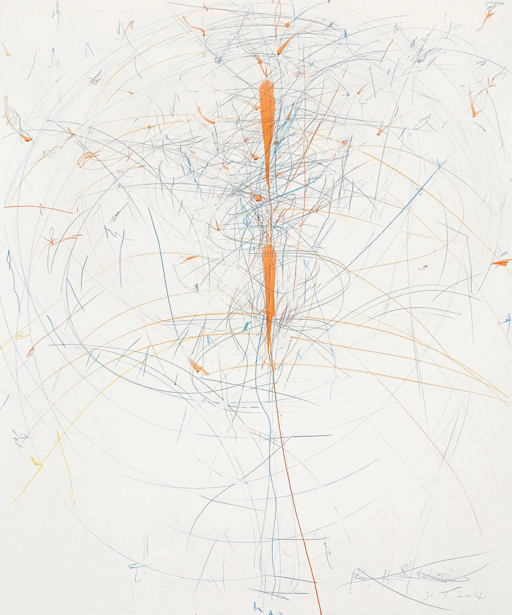 Rebecca Horn: Blau im Zwischenzustand, 2004, Zeichnung, Rebecca Horn Collection, © 2019 Rebecca Horn/Pro Litteris, Zürich