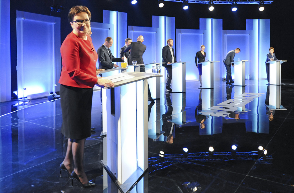 Ewa Kopacz, amtierende Premierministerin, in der TV-Diskussion vom 20. Oktober (Foto: Keystone/AP, Alik Keplicz)