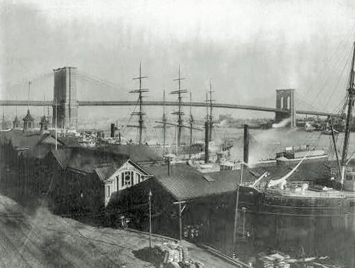 Sie war die damals längste Hängebrücke der Welt, überquert den East River und verbindet Manhattan mit Brooklyn. Das Bild stammt aus dem Jahr 1889. (Foto: Library of Congress, Washington)