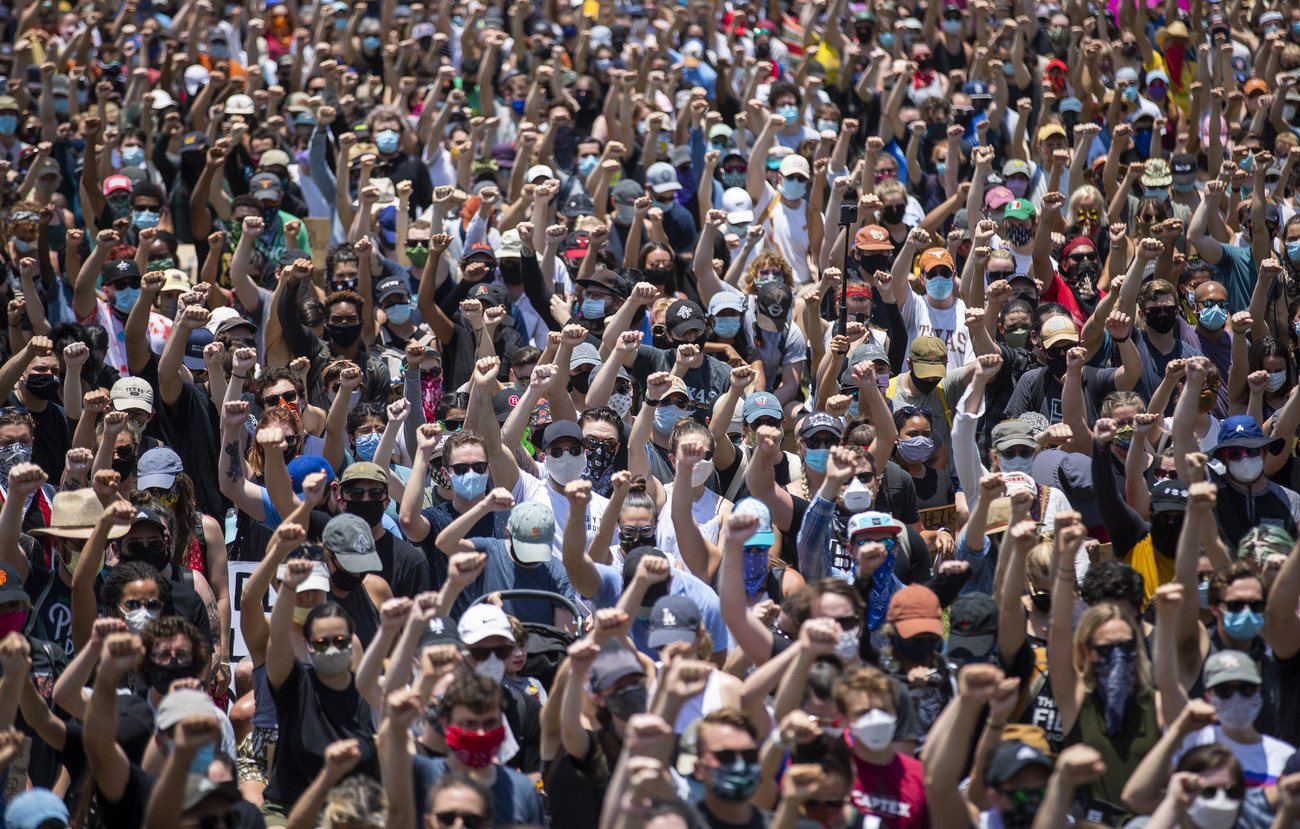 Hunderttausende demonstrierten an diesem Wochenende rund um die Welt gegen Rassismus. Das Bild stammt aus Austin, Texas (Foto: Ricardo B. Brazziell/Austin American-Statesman via AP) 
