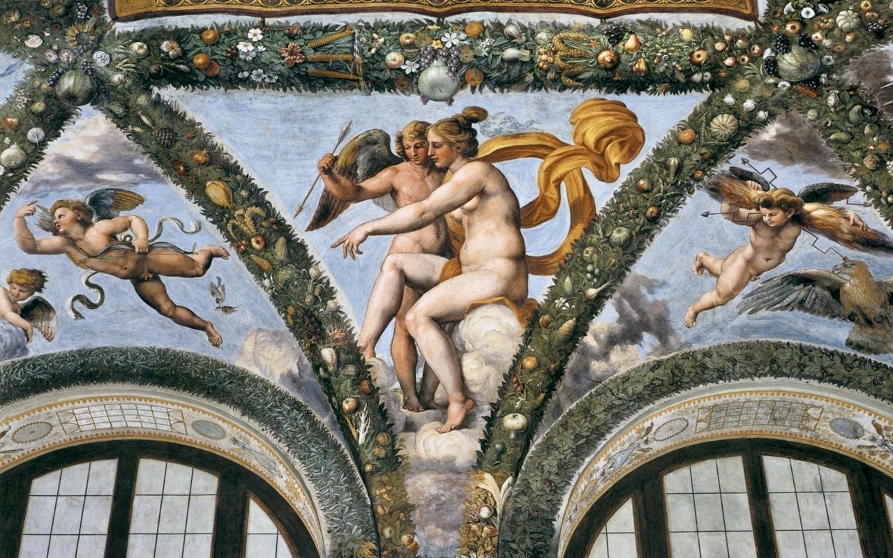 Aktdarstellungen zur Geschichte von Amor und Psyche in der Villa Farnesina in Rom