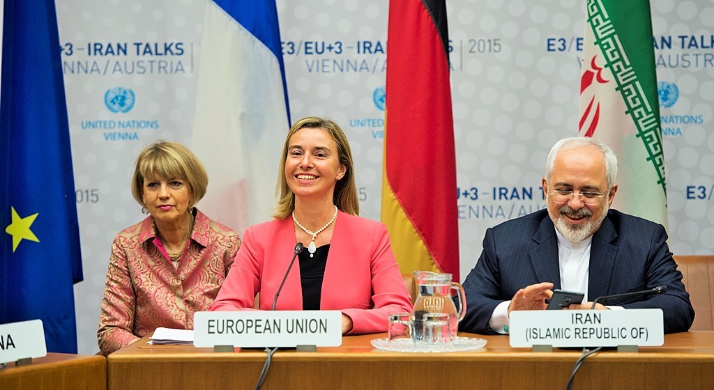 "Historisches Abkommen": Die EU-Aussenbeauftragte Federica Mogherini und der iranische Aussenminister Javad Zarif (Foto: Keystone/Joe Klamar/Pool/AP)
