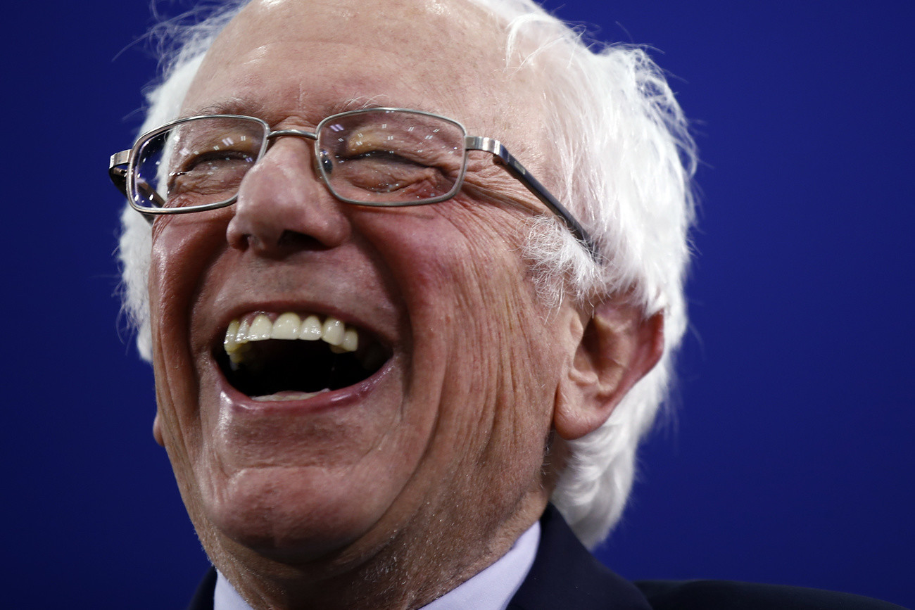 Bernie Sanders am Mittwochmorgen (Schweizer Zeit) in Manchester (New Hampshire). (Foto: Keystone/AP/Matt Rourke)
