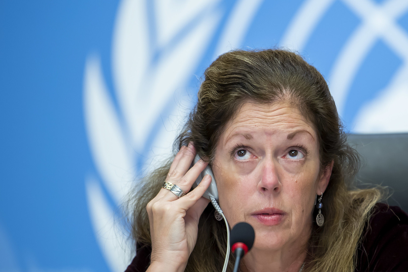 Stephanie Williams, Leiterin der Libyen-Mission der Vereinten Nationen, diese Woche in Genf (Foto: Keystone/Martial Trezzini)