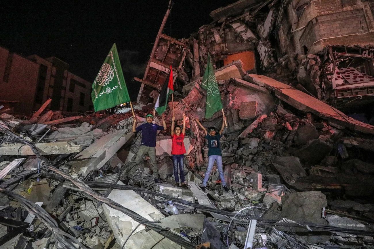 Gaza: Freude über den Waffenstillstand (Foto: Keystone/EPA/Haitham Imad) 