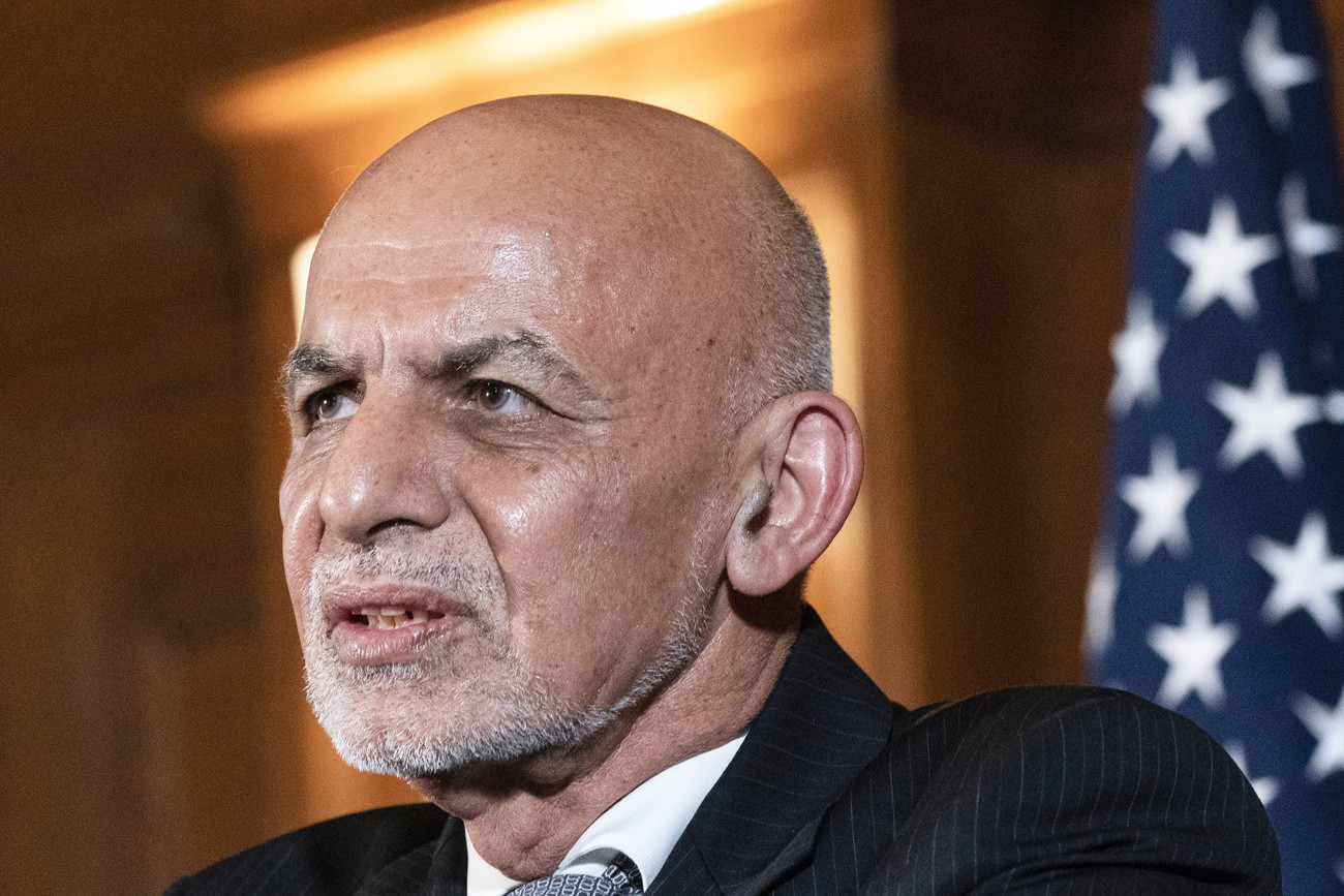 Zwei Monate vor dem Sturz: Aschraf Ghani bei seinem letzten Besuch in Washington am 25. Juni 2021 (Foto: Keystone/AP/Alex Brandon)