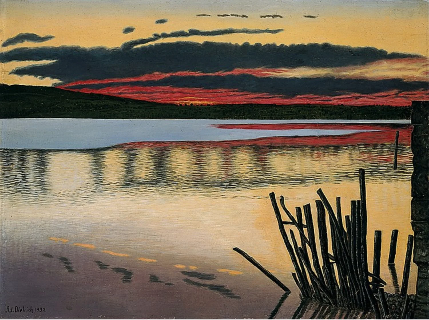 Adolf Dietrich: Abendstimmung am Untersee (1932), Copyright: ProLitteris, Zürich, Foto: Kunstmuseum Winterthur