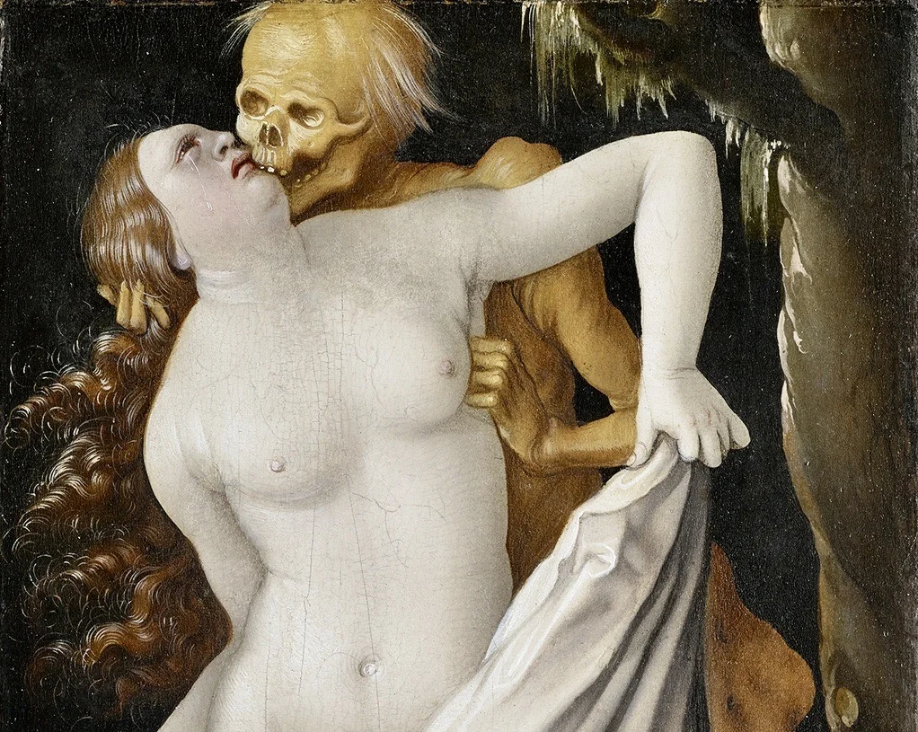 Hans Baldung Grien: Der Tod und die Frau (Ausschnitt, ganzes Bild siehe unten)