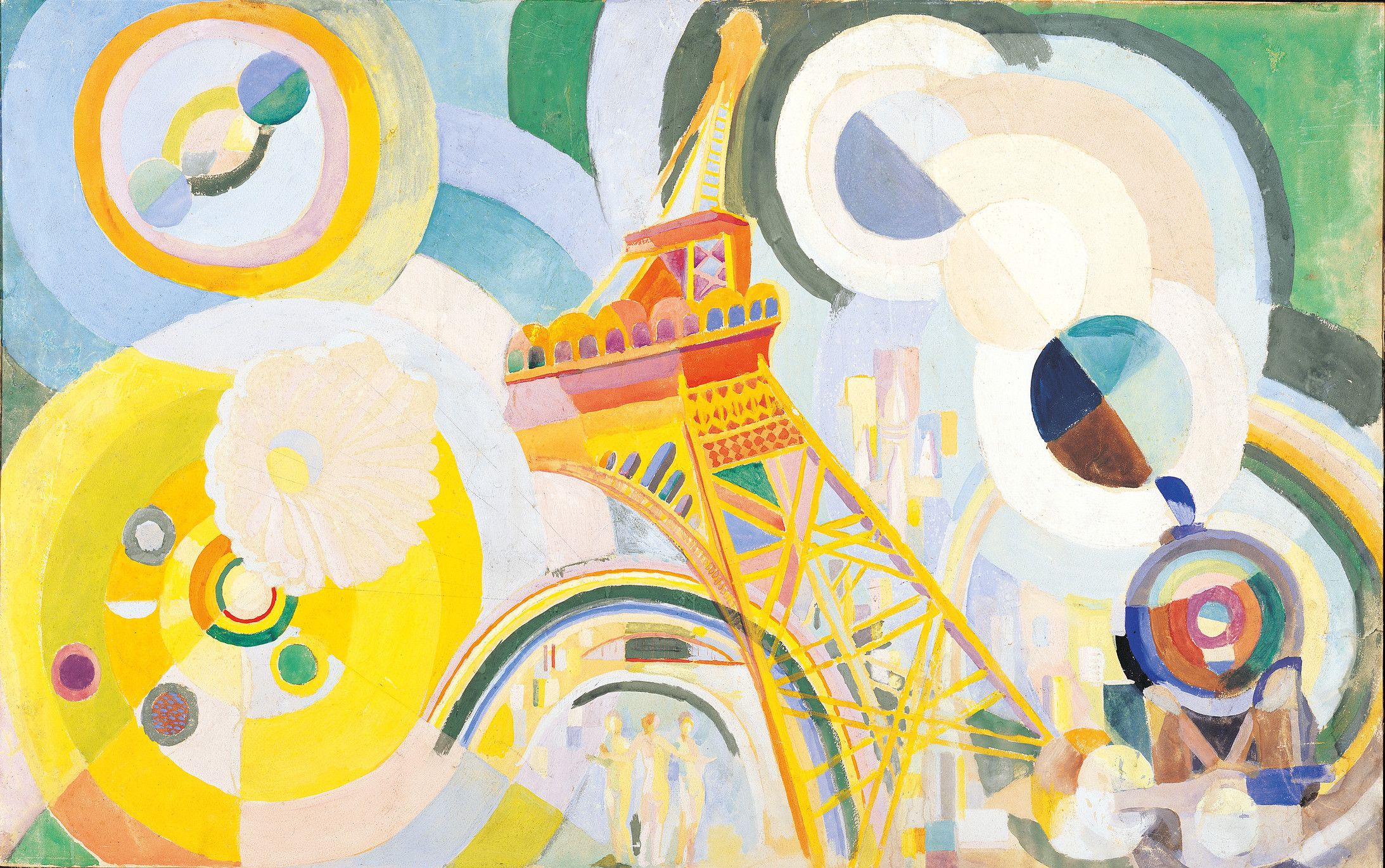 Robert Delaunay (1885–1941): Air, fer, eau. Étude pour un mural, 1936–1937, Gouache auf Papier und Holz, 47 x 74,5 cm, Albertina, Wien. Sammlung Batliner