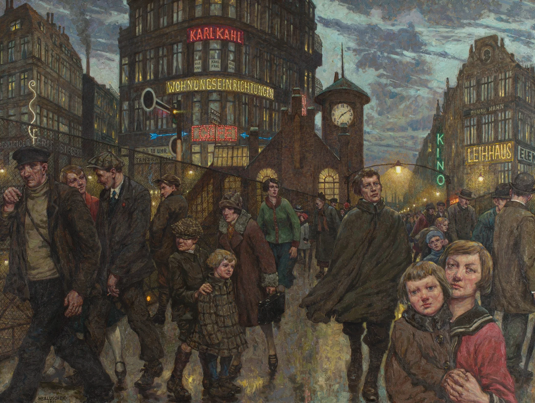 Hans Baluschek, Grossstadtlichter, 1931, Öl auf Leinwand
© Stiftung Stadtmuseum Berlin/Reproduktion: Michael Setzpfandt, Berlin 