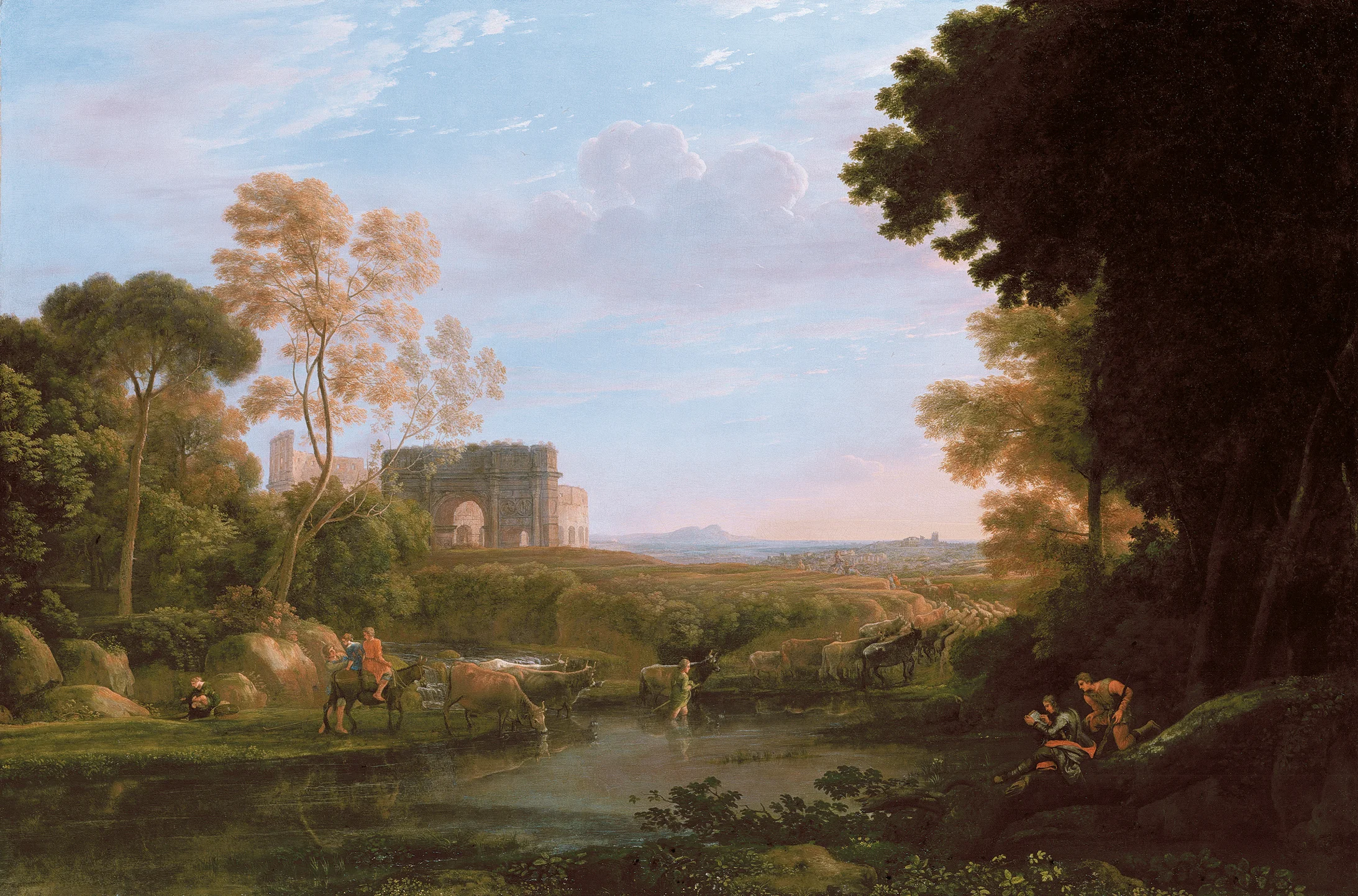 Claude Lorrain (um 1600–1682): Pastorale avec l’Arc de Constantin, 1648, Öl auf Leinwand, 98 x 147,5 cm, Kunsthaus Zürich, Geschenk des Holenia Trust im Andenken an Joseph H. Hirshhorn, 1996