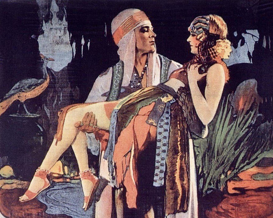 Rudolph Valentino, Vilma Bánky: Ausschnitt aus dem Filmplakat „The Son of the Sheik“