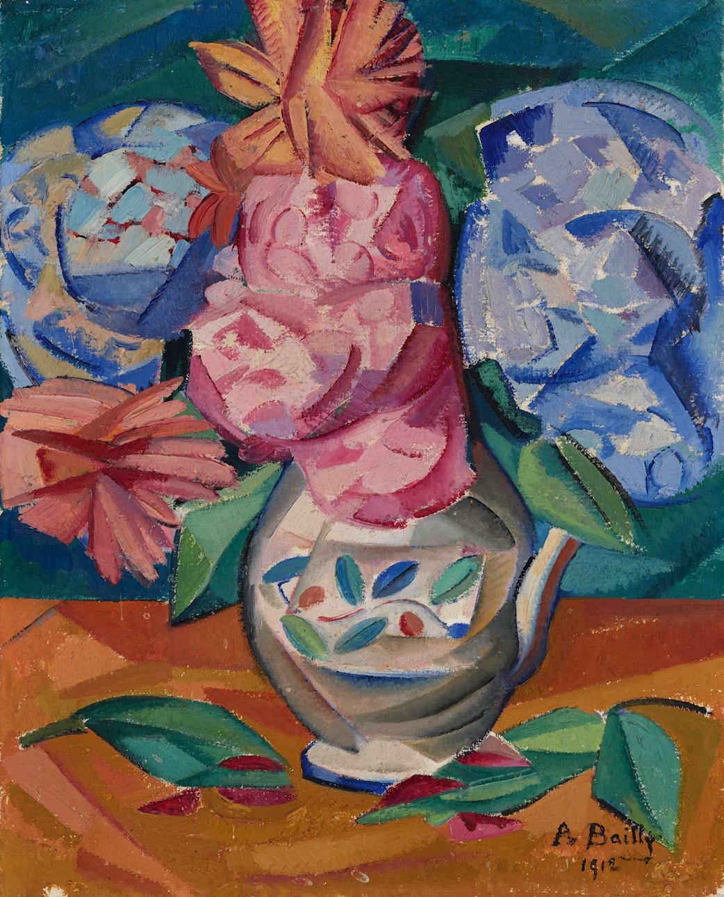 Alice Bailly (1872–1938): Bouquet de fleurs, hortensias, 1912, Öl auf Leinwand, 54x43 cm; Kunstmuseum Solothurn