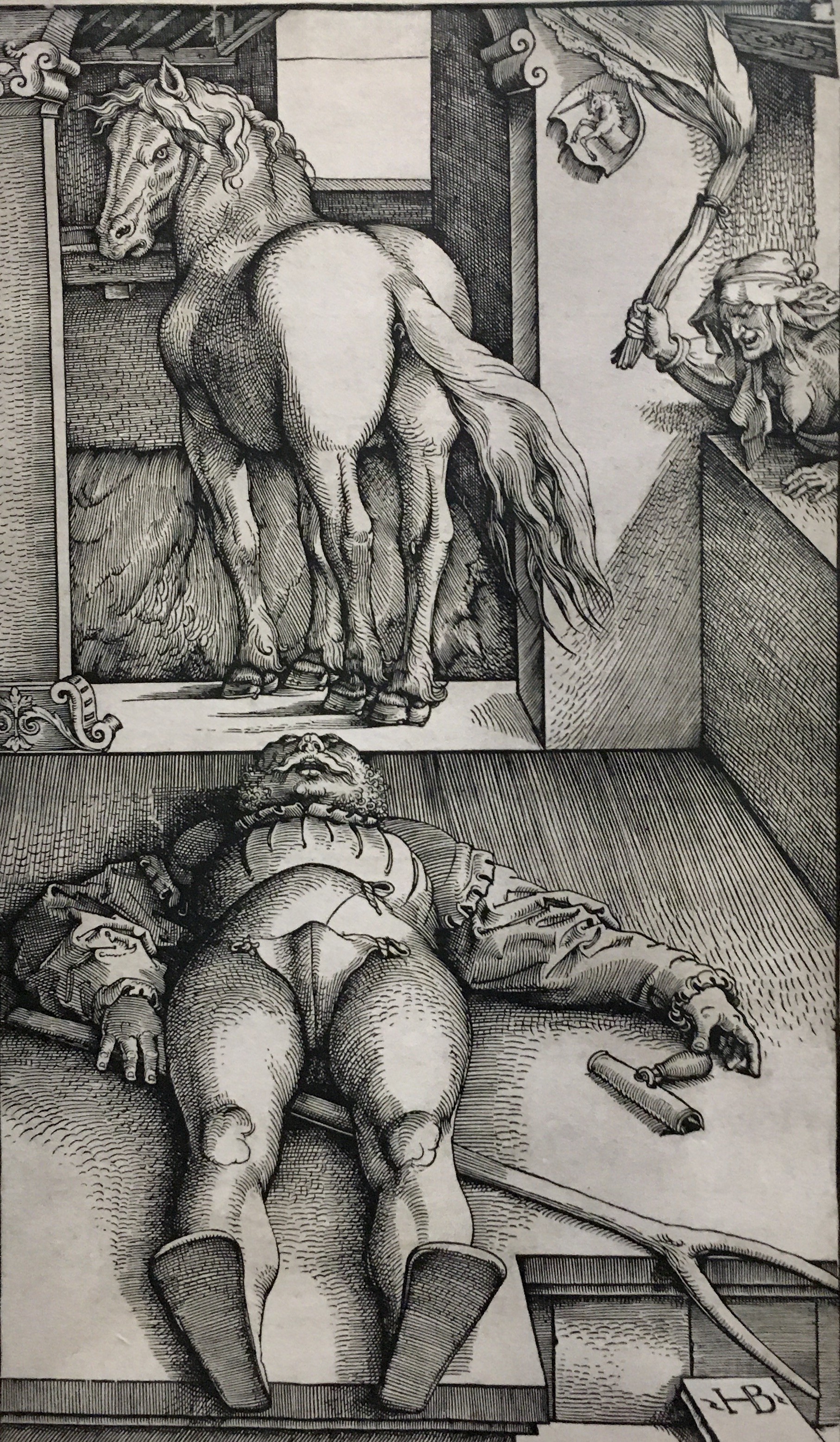 Hans Baldung Grien: Der behexte Stallknecht. Holzschnitt. Um 1534. Staatliche Kunsthalle Karlsruhe.