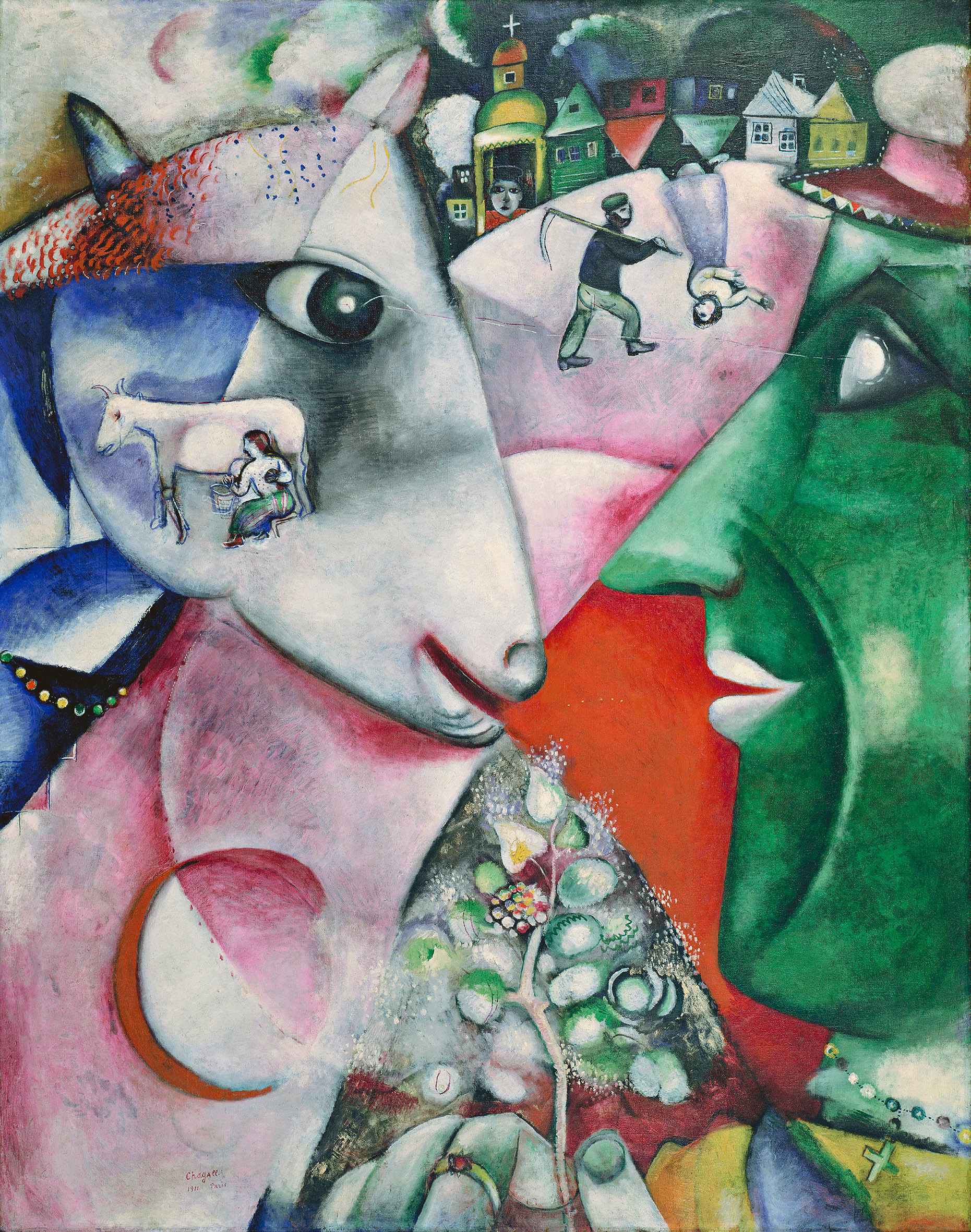 Marc Chagall: Ich und das Dorf, 1911, Öl auf Leinwand, 192,1 x 154,4 cm, The Museum of Modern Art, New York, © Pro Litteris, Zürich