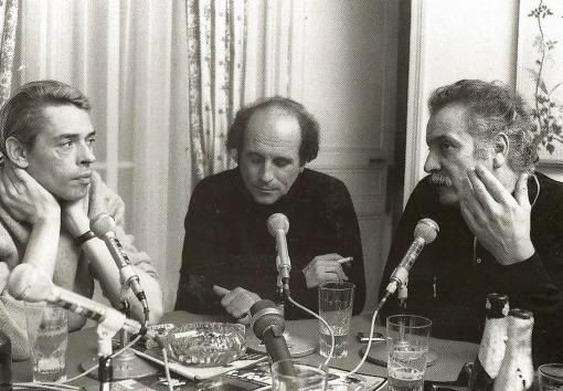 Im Bild Brel (links), Léo Ferré (Mitte) und Georges Brassens