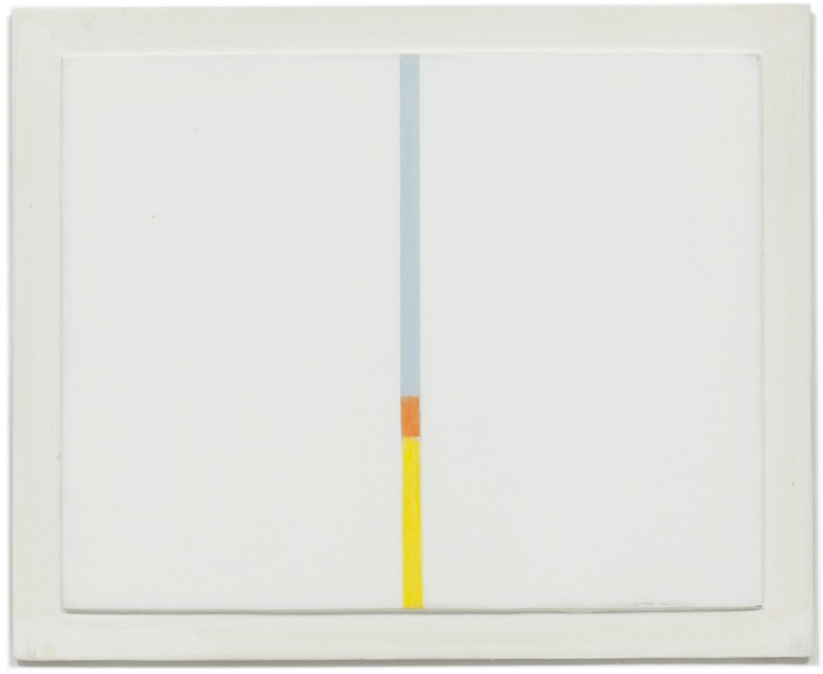 Antonio Calderara: Tensione verticale azzurro, rosso, giallo, 1968, Ölfarben auf Holz, 13 x 16 cm, Privatsammlung, Photographie: Ivan Baschang, Nadja Mair