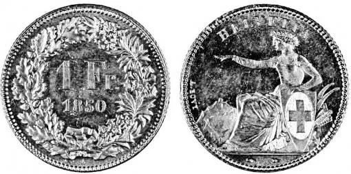 1850: In der Schweiz wird der Franken als offizielle Währung eingeführt. Früher war die Ausgabe von Münzen Sache der Kantone. In Napoleons Helvetischer Republik wird dann die einheitliche Frankenwährung eingeführt (franc de Suisse). 1803 mit der Mediation geht die Münzhoheit an die Kantone zurück. Nach der Schaffung des Bundesstaates 1848 wird der Bund zuständig. 1850 wird der Franken geprägt und 1851 herausgegeben.