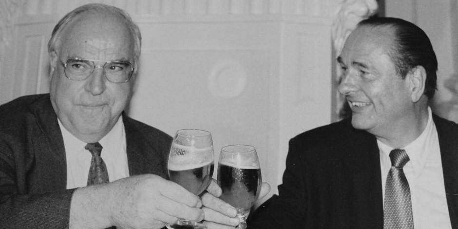Jacques Chirac beim Bier mit Helmut Kohl 