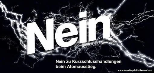 Die Schweizer Stimmbürgerinnen und Stimmbürger sprechen sich mit 54,2 Prozent Nein gegen die Atomausstiegsinitiative aus.