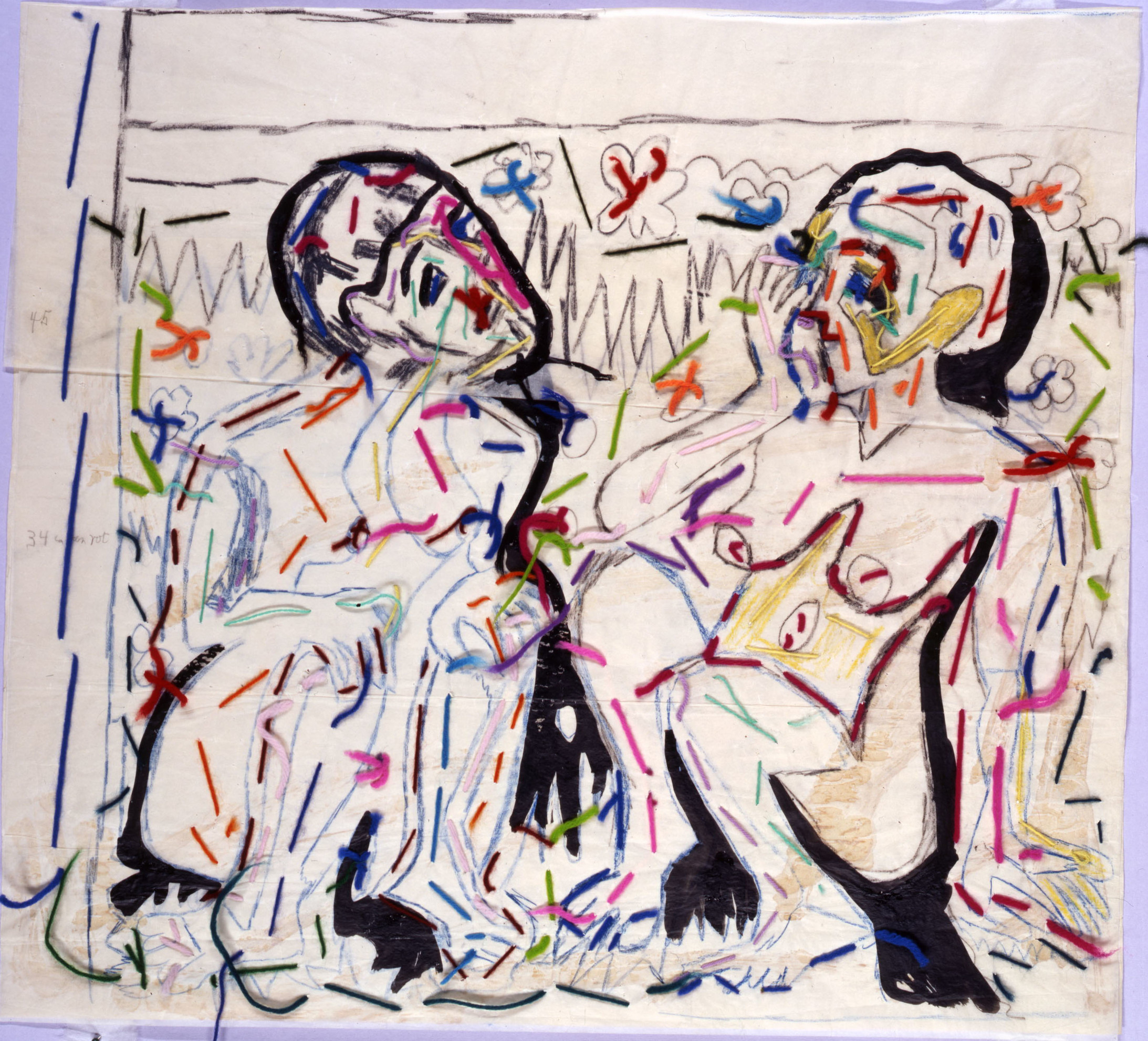Ernst Ludwig Kirchner: Das Leben, Detail aus Entwurf für Bildteppich, Foto: Stephan M. Schenk