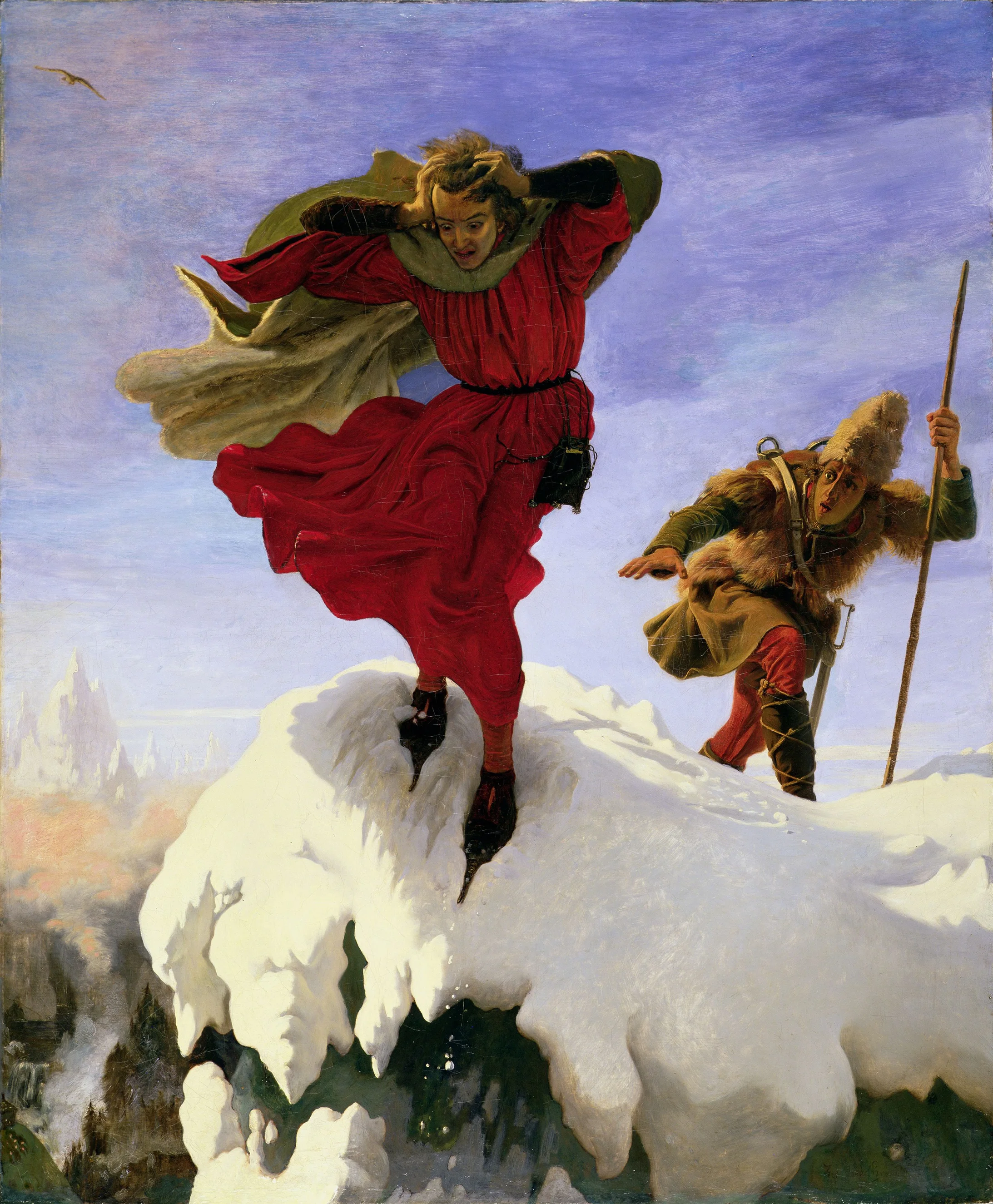 Ford Madox Brown: Manfred auf der Jungfrau. 1641/1861, 14o x 115 cm. Manchester Art Gallery, Manchester.