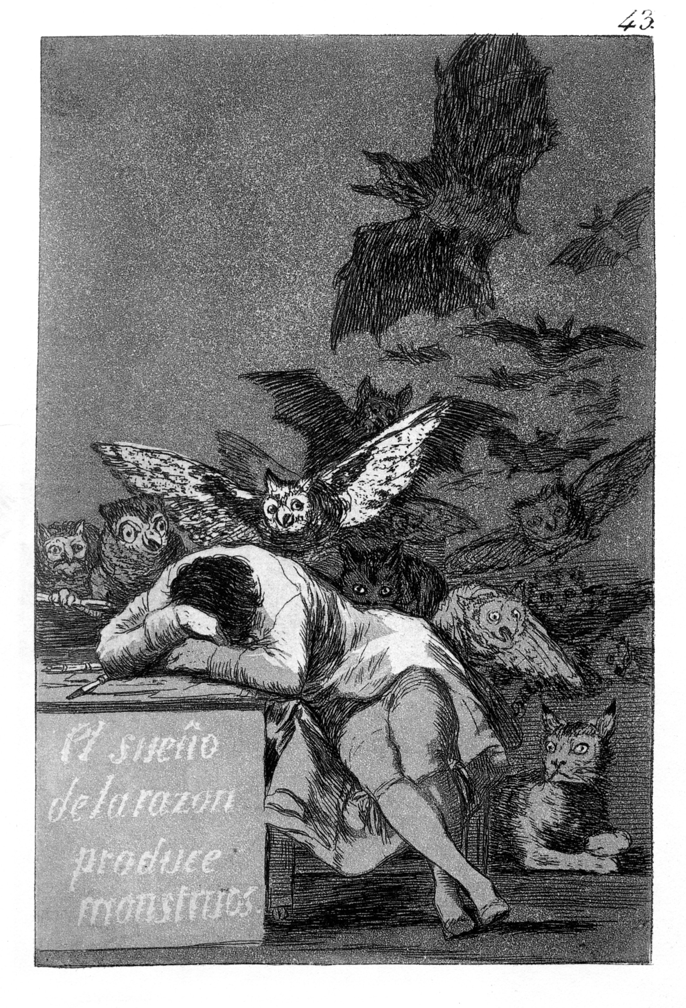Francisco de Goya (1746-1828): El sueño de la razón produce monstruos, Capricho Nr. 43 (Foto: Wikimedia)