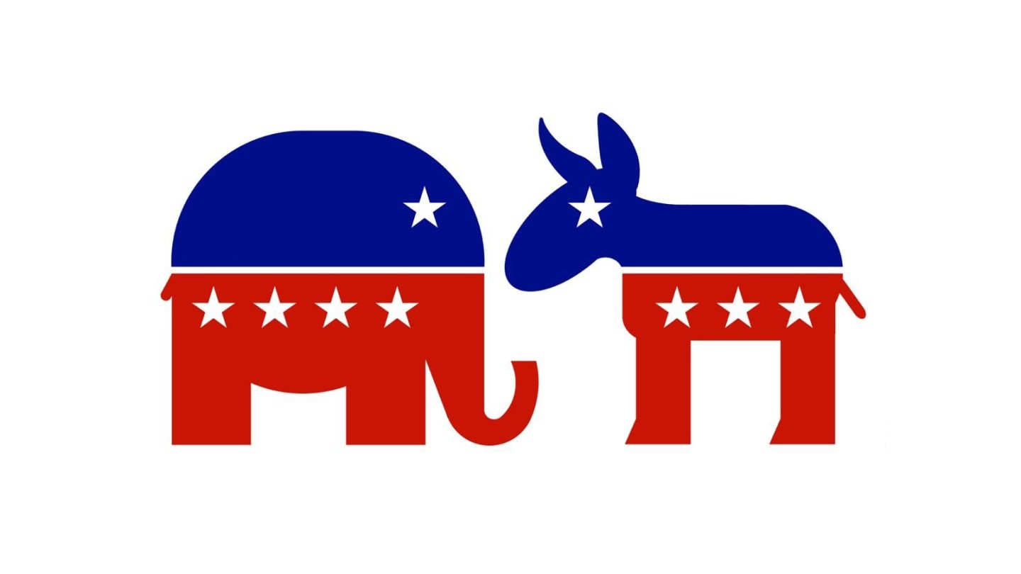 Der republikanische Elefant gegen den demokratischen Esel