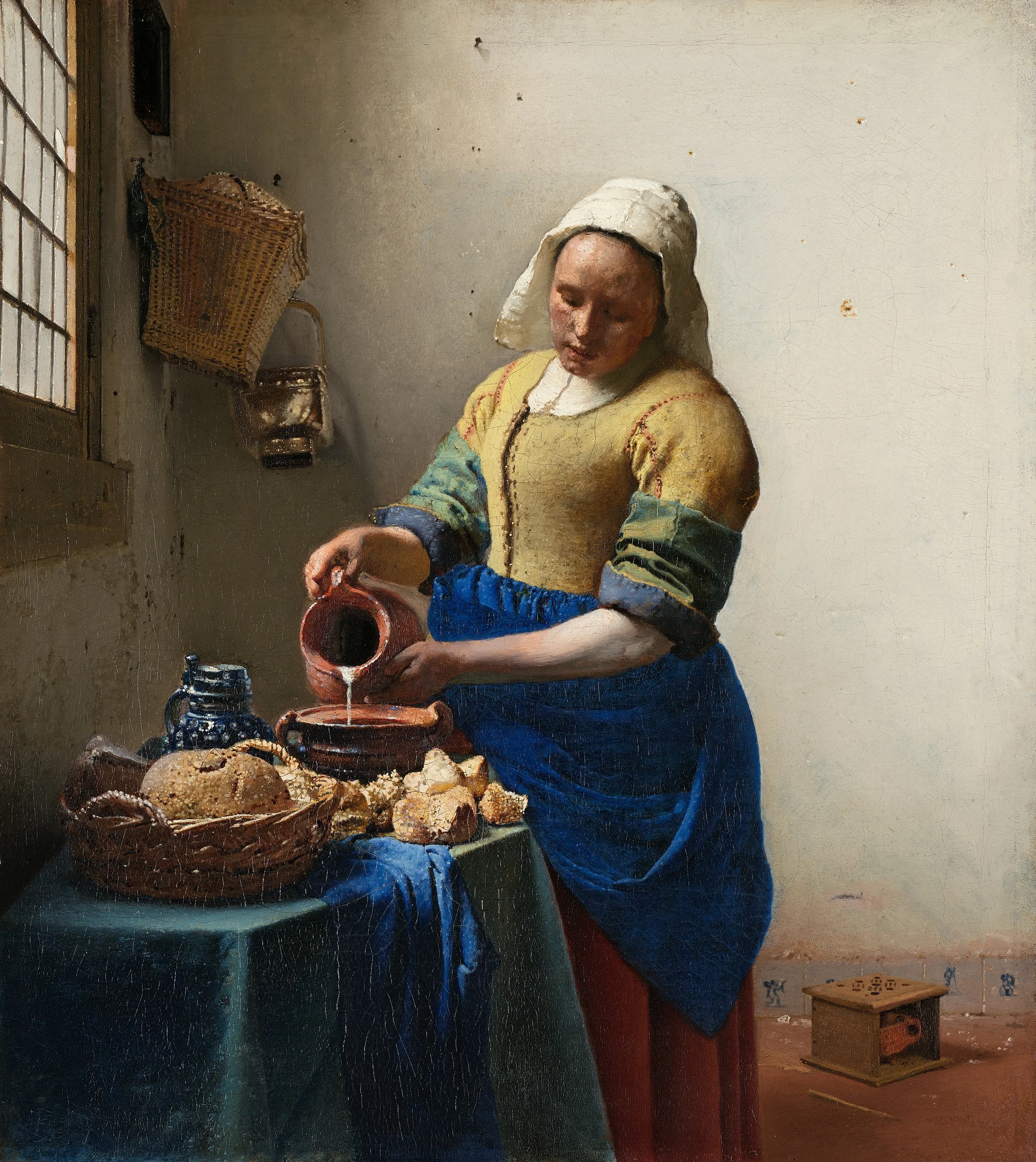 Jan Vermeer: Das Milchmädchen, 1658–1660, Öl auf Leinwand, 45,4 x 41 cm, Rijksmuseum Amsterdam, Foto: Google Art Project